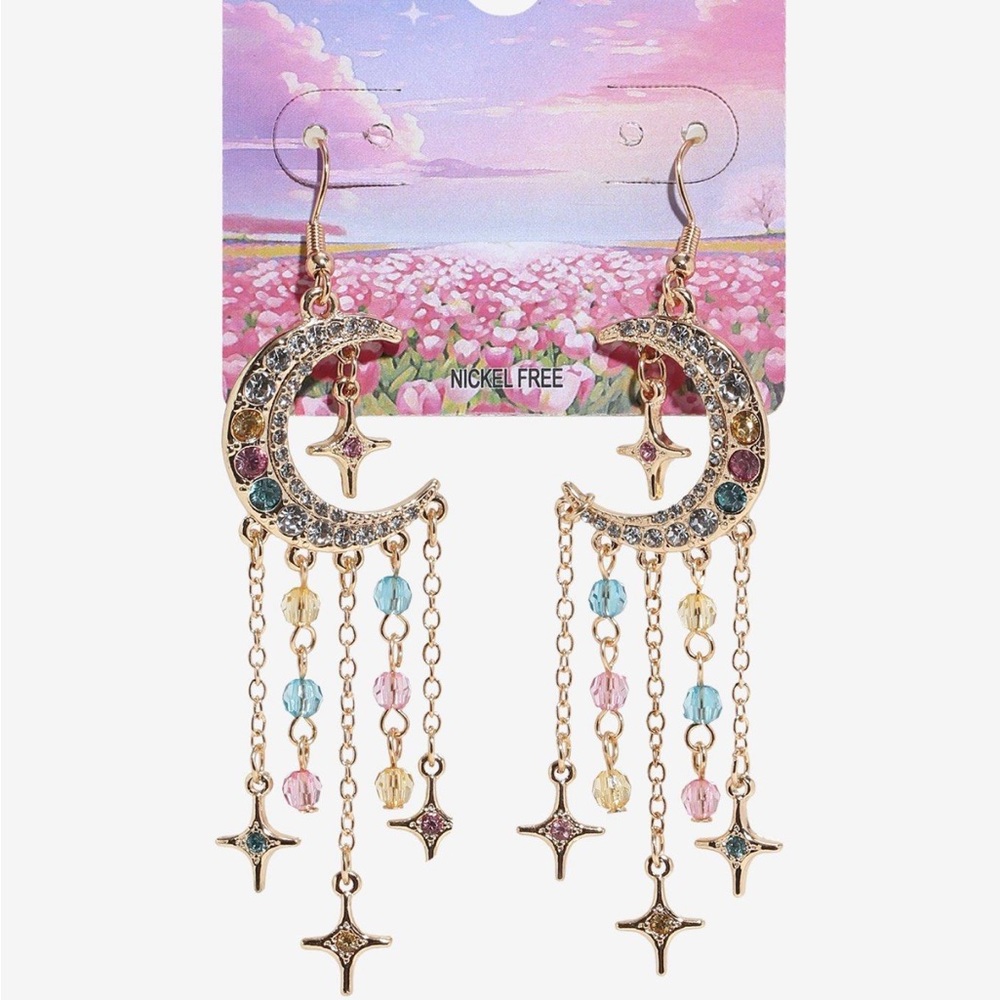 Cosmic Aura Moon Dangling Star‎ Drop Earrings Hot Topic